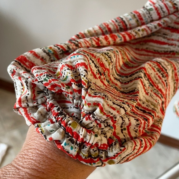 PAINTED THREADS peplum style long sleeve blouse / top. Crop front multi color XS - Picture 2 of 13